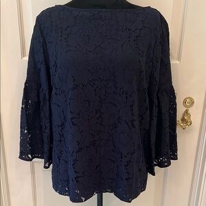 Navy Blue Lace Blouse